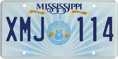 MS license plate XMJ114
