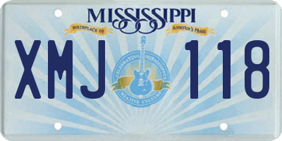 MS license plate XMJ118