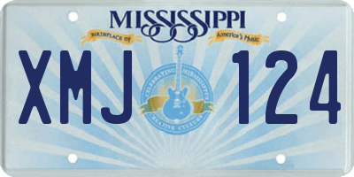 MS license plate XMJ124