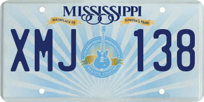 MS license plate XMJ138