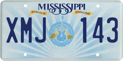 MS license plate XMJ143