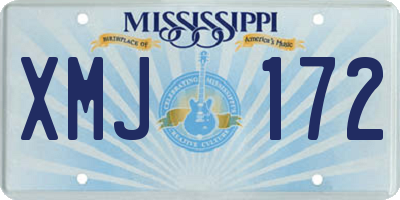 MS license plate XMJ172