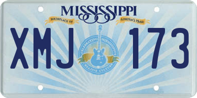 MS license plate XMJ173