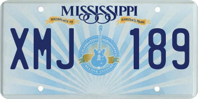 MS license plate XMJ189