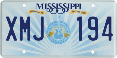 MS license plate XMJ194