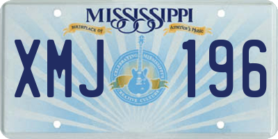 MS license plate XMJ196