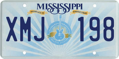 MS license plate XMJ198