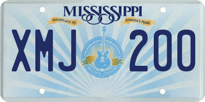MS license plate XMJ200