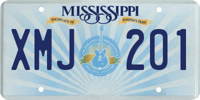 MS license plate XMJ201