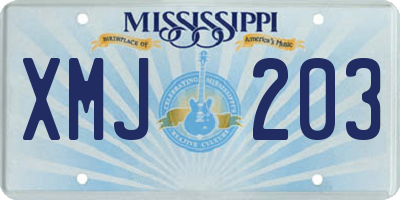 MS license plate XMJ203