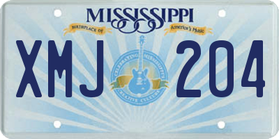 MS license plate XMJ204