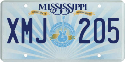 MS license plate XMJ205