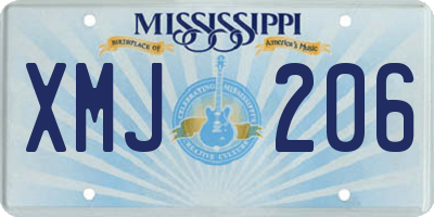 MS license plate XMJ206