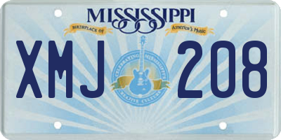 MS license plate XMJ208