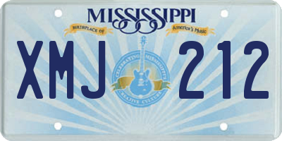 MS license plate XMJ212