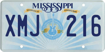 MS license plate XMJ216