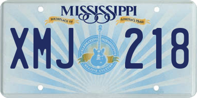 MS license plate XMJ218