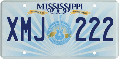 MS license plate XMJ222