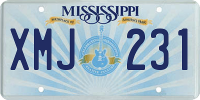 MS license plate XMJ231