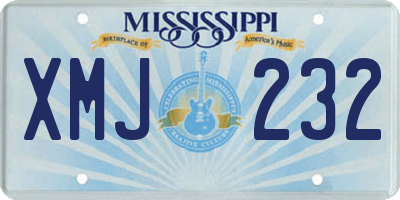 MS license plate XMJ232