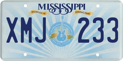 MS license plate XMJ233