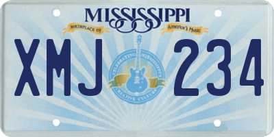 MS license plate XMJ234