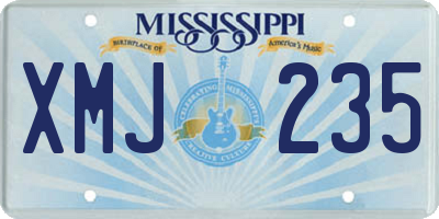 MS license plate XMJ235