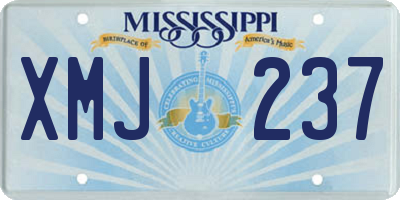 MS license plate XMJ237