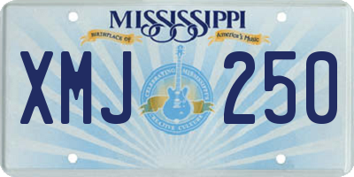 MS license plate XMJ250