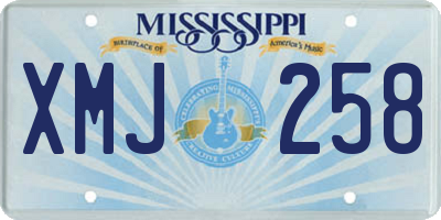 MS license plate XMJ258