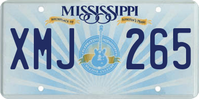 MS license plate XMJ265