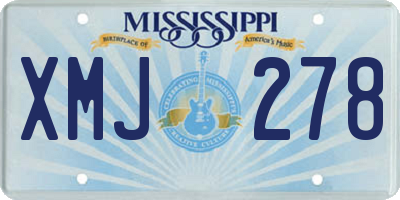 MS license plate XMJ278