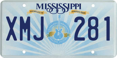 MS license plate XMJ281
