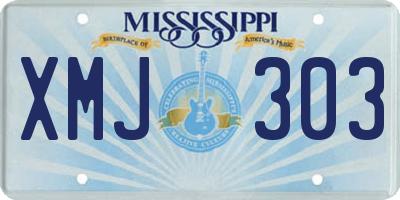 MS license plate XMJ303