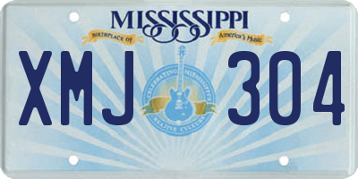 MS license plate XMJ304