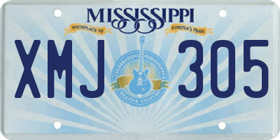 MS license plate XMJ305