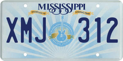 MS license plate XMJ312