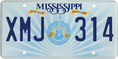 MS license plate XMJ314