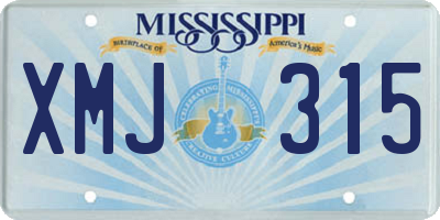 MS license plate XMJ315