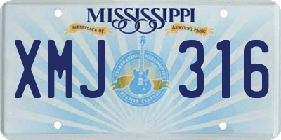 MS license plate XMJ316
