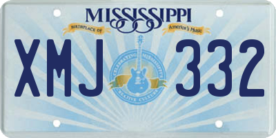 MS license plate XMJ332