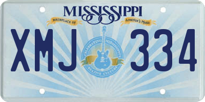 MS license plate XMJ334