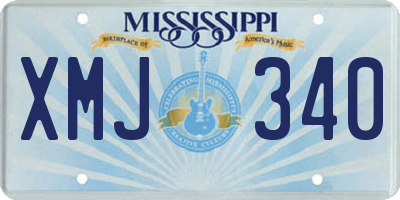 MS license plate XMJ340