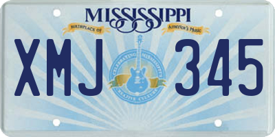 MS license plate XMJ345