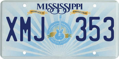 MS license plate XMJ353