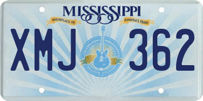 MS license plate XMJ362