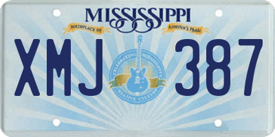 MS license plate XMJ387