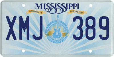 MS license plate XMJ389
