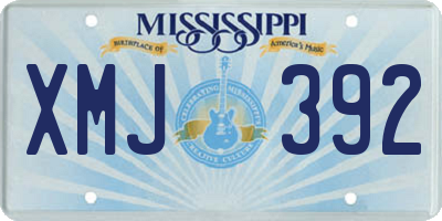 MS license plate XMJ392