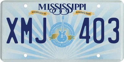 MS license plate XMJ403